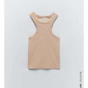 Nude High neck zara ribbed crop-small